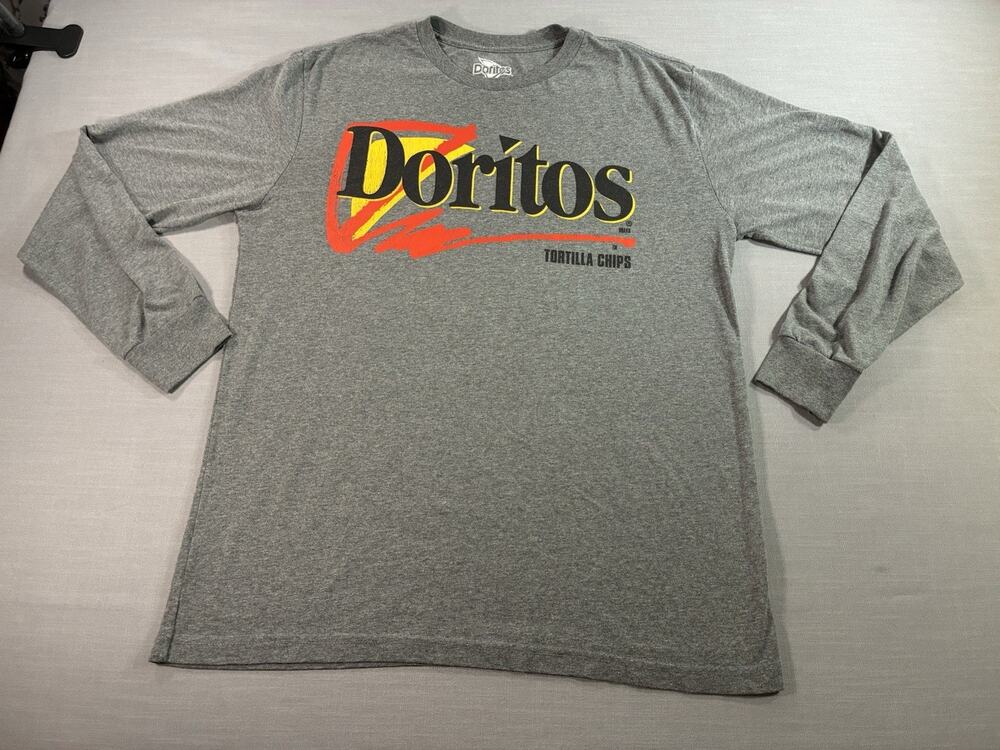 Doritos Long Sleeve Graphic T Shirt Mens Large Logo Front Back Slogan Tee